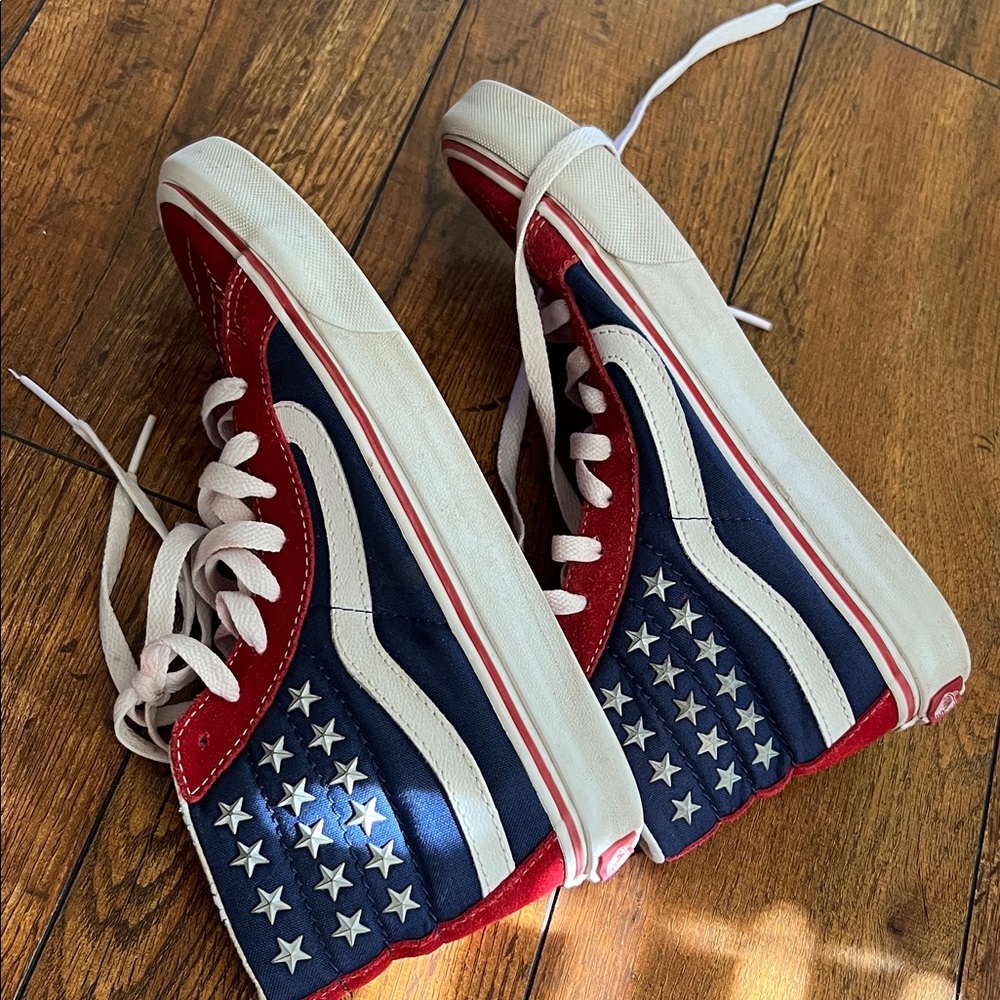 Vans Red and Blue High-Top Athletic Shoes